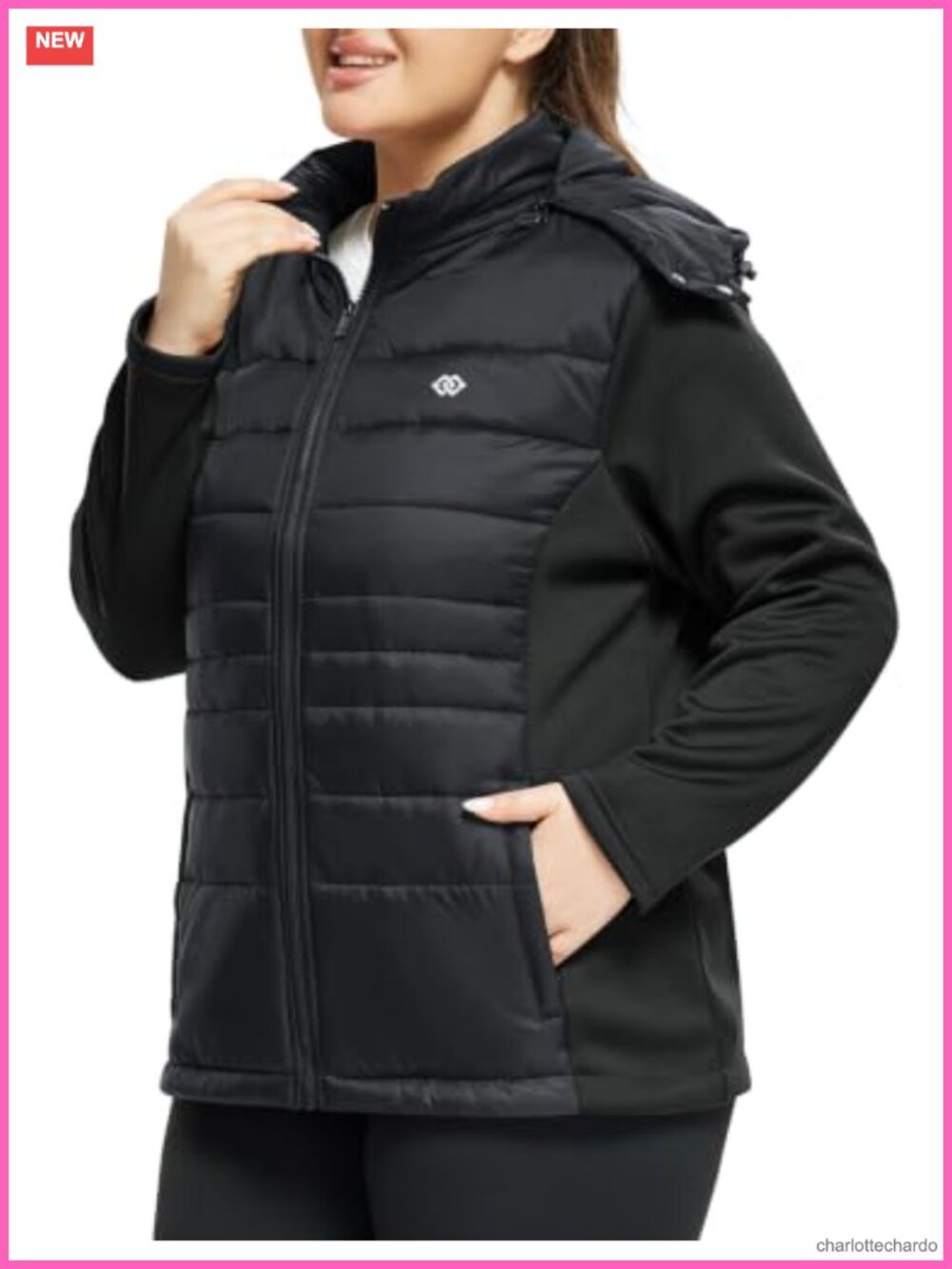 Plus Size Lightweight Puffer Jacket Fleece Lined Running Jacket